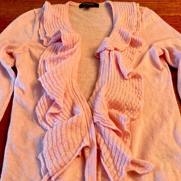 Like New 100% Cashmere Ruffled Cardigan Sweater (Brooks Brothers, Size S) - Picture 6 of 10